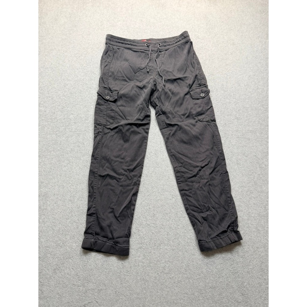 UNIONBAY Mens Cargo Pants Charcoal Grey Drawstring Elastic Waist M